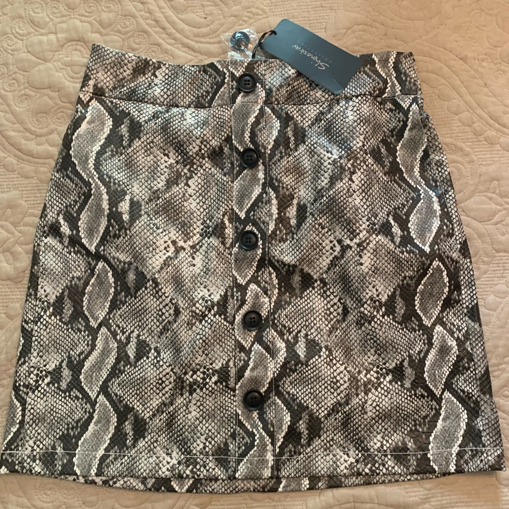 Snakeskin Faux Leather Skirt